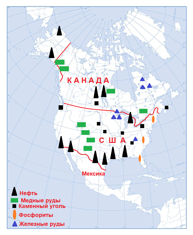 Полезные ископаемые сша на карте. Минеральные ресурсы США карта. Полезные ископаемые США И Канады на карте. Карта полезных ископаемых Канады. Месторождения полезных ископаемых в США на карте.