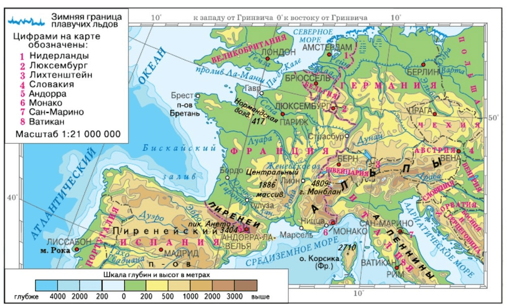 Физическая карта бенилюкса