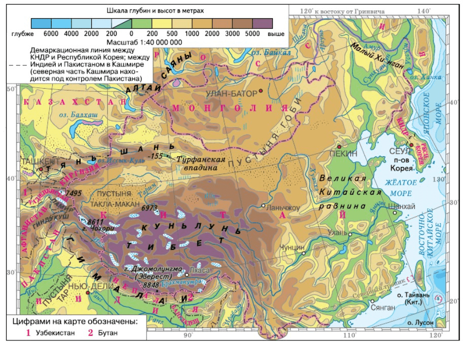 Китайские равнины полезные ископаемые. Рельеф Китая карта. Равнины на карте Великая китайская равнина.